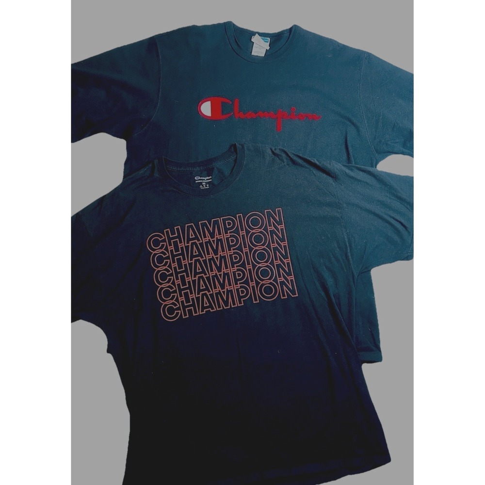 Champion Mens 2X Graphic T-Shirt Lot 2 Black (2 Shirts) Size XXL